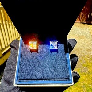 New Moissanite Princess Cut Earrings 4CT 18K White Gold Plated Sterling Silver